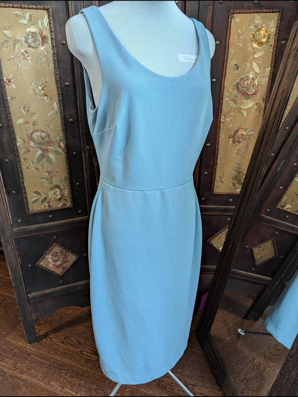 Betsey Johnson Powder Blue Sleeveless Midi Shift Dress Formal Cocktail Size 8